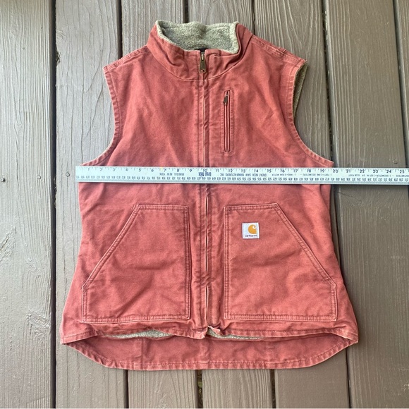 Carhartt Women’s Sherpa Lined Vest Vintage Rose Size Medium WV001 VRS RARE, EUC - Picture 4 of 12